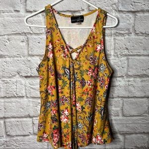 Lexington L Avenue Top Flower Blouse Sleeveless Womens Size Large‎